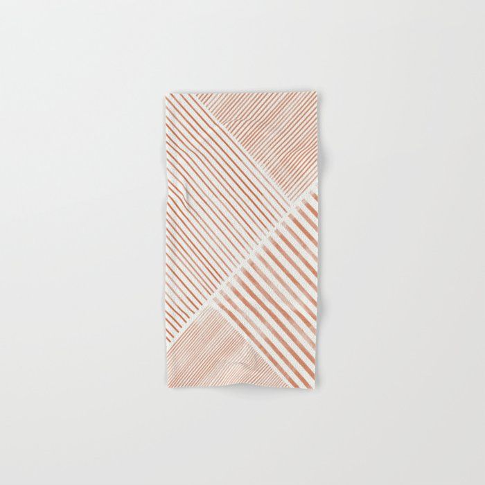 Blush Pink Stripes, Geometric Art Hand & Bath Towel by The Miuus Studio added by Rescued Room Design