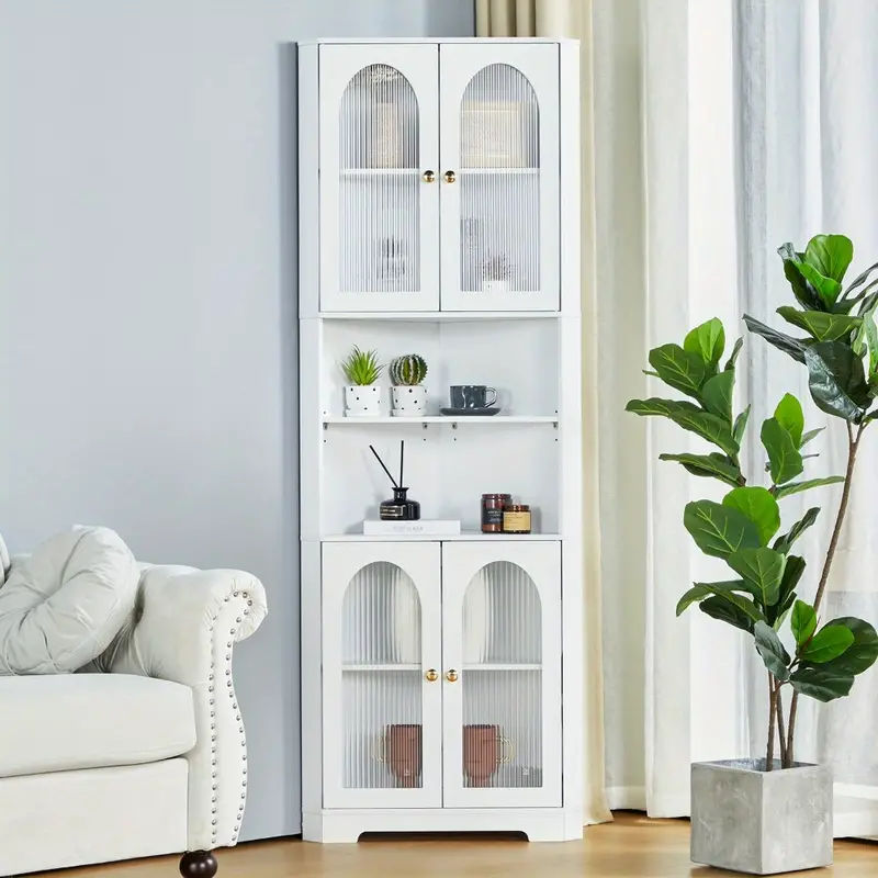 White Tall Corner Cabinet Glass Doors Led Tall Bathroom - Temu added by Sarah Jackson