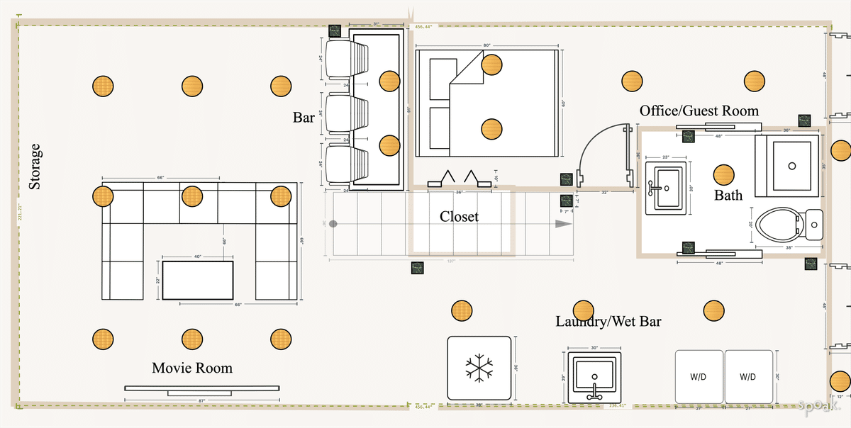 Basement Floor Plan designed by Lauren Paz