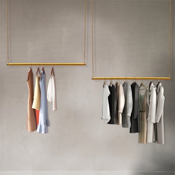 2Pcs Clothing Hanging Rack Adjustable Chain Garment Rack Clothes Display Store added by Stephanie Smith