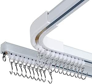 Room divider Ceiling Track set for Curtains with hooks, Corner Connectors(Set of 2) and top brackets Curtain Rail System (12-18 ft Track Set) added by HELEN SALGADO