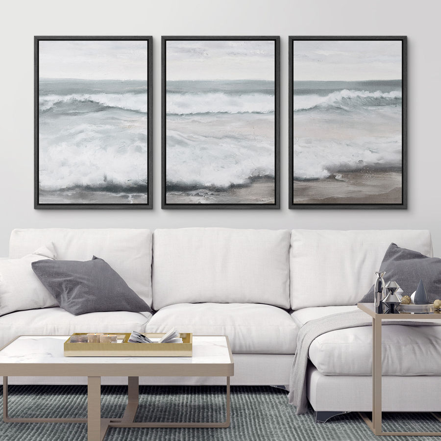 SIGNLEADER Ocean Sea Wave Beach Seascape Nature Coastal Decor Wall Art Framed On Canvas 3 Piece Painting Print & Reviews | Wayfair added by sallie tyler