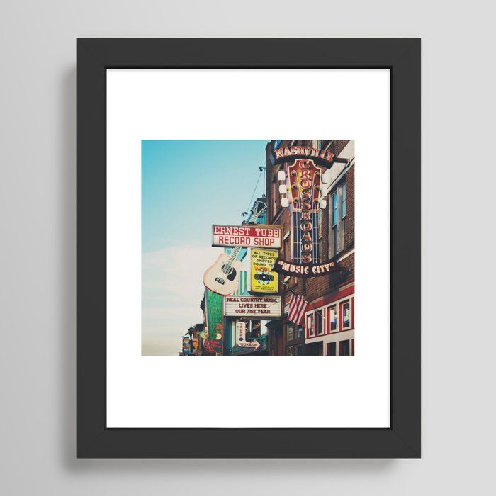 Lower Broadway, Nashville print Framed Art Print by Laura Evans | Society6 added by Hannah McKernan