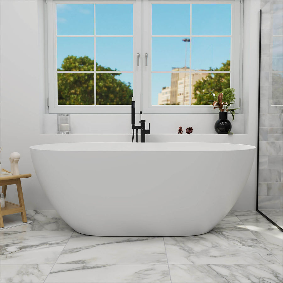 59'' Modern Freestanding Bathtub Solid Surface Stone Oval-shaped added by Mackenzie Schieck