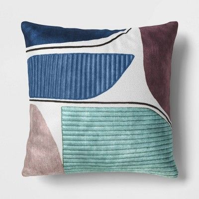 Color Blocked Abstract Pattern Applique Square Throw Pillow - Threshold™ added by HELEN SALGADO