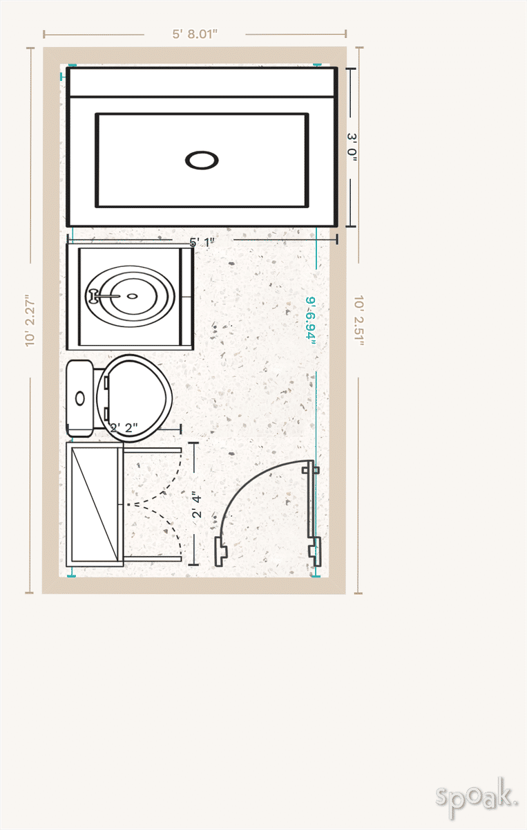 Medium Half Bathroom Plan designed by Gabrielle Balakhani