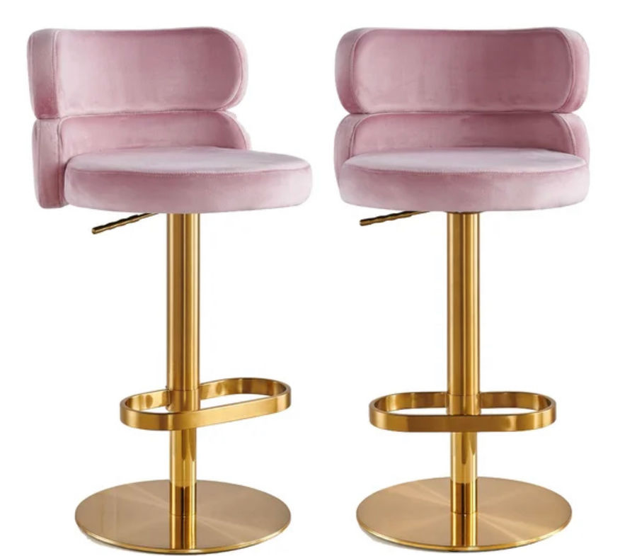 Luxurious Italian Bar Chair - Height Adjustable & 360-Degree Rotation Stainless Steel Brushed Finish added by Elevated by Elise LLC