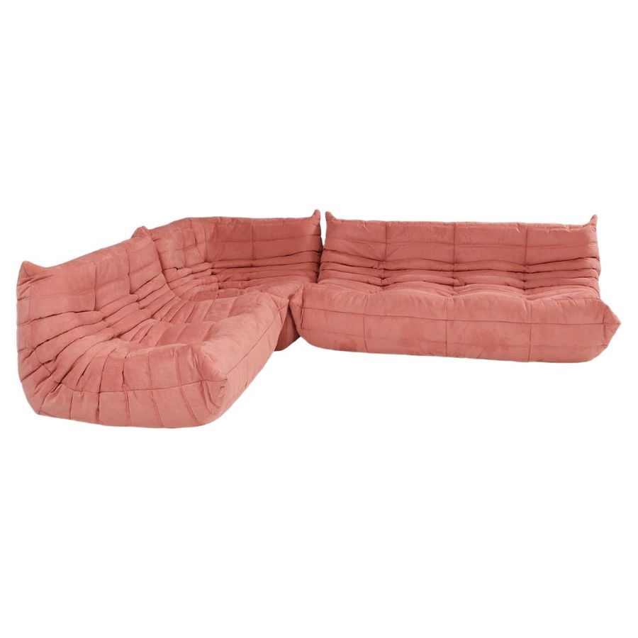 Pink Modular Togo Sofas & Footstool by Michel Ducaroy for Ligne Roset, Set of 3 added by Amanda Zimberg