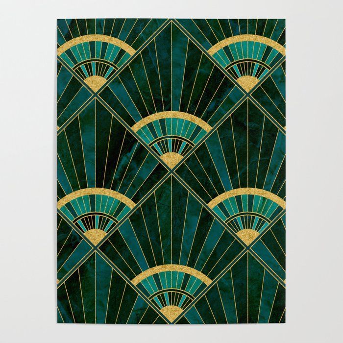 Art Deco Real Green Marbled Geometric Pattern Poster by NouveauDecor added by Danyale McCurdy-McKinnon, PhD