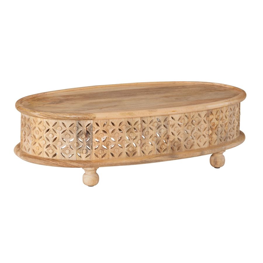 Mina Oval Mango Wood Carved Lattice Coffee Table added by Kate Lynn Nemett