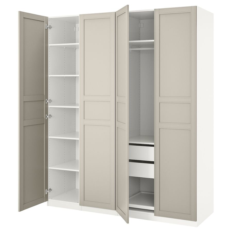 PAX Wardrobe, white/Flisberget light beige, 783/4x235/8x931/8" - IKEA added by Julie Coffman