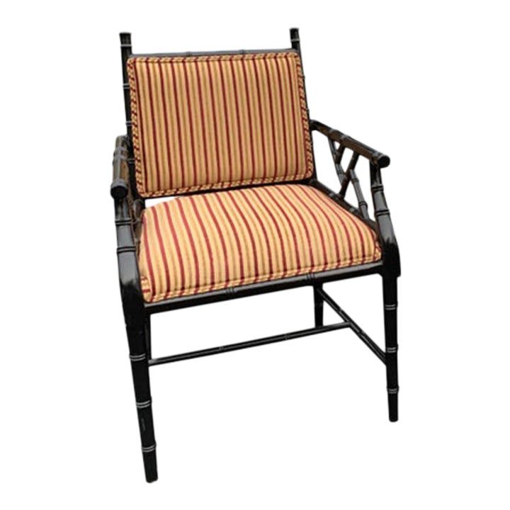 Modern Chippendale Black Faux Bamboo Upholstered Lounge Side Chairs added by Jennifer Hickey