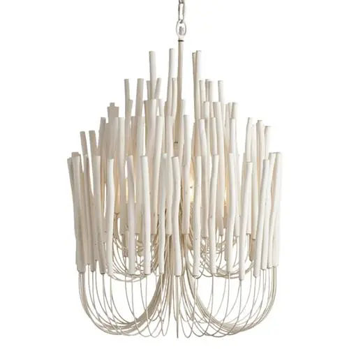 Arteriors Tilda Modern Classic White Washed Wood Tubular Chandelier added by Mary Kate Blum