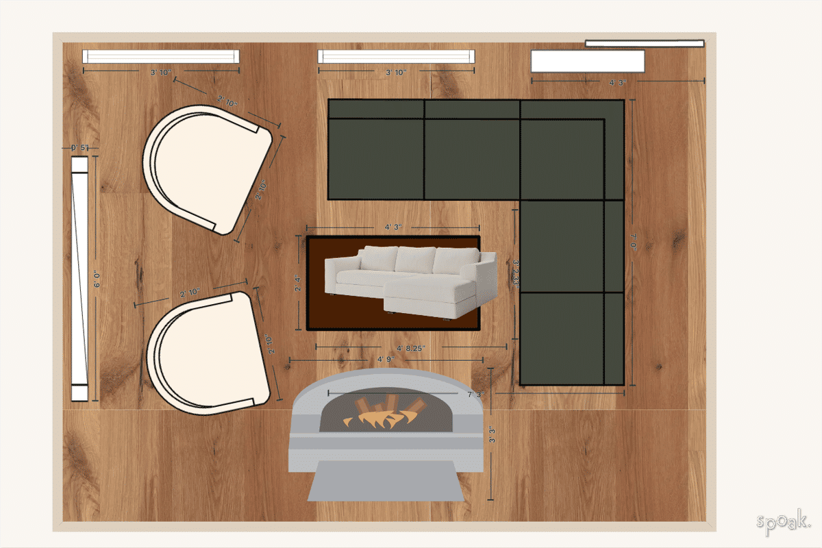 Medium TV Room Floor Plan designed by Cassandra Munoz