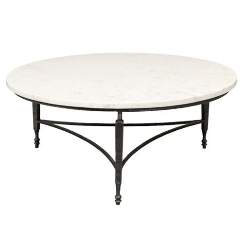 Elise French Country White Marble Black Iron Round Coffee Table added by Emma Schmidt