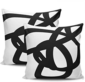 KELEMO Home Set of 2 Pillow Case Black White Abstract Art Modern Throw Pillow Covers Cushion Decorative Pillowcase Square 18 x 18 Inches added by Summer Wilson