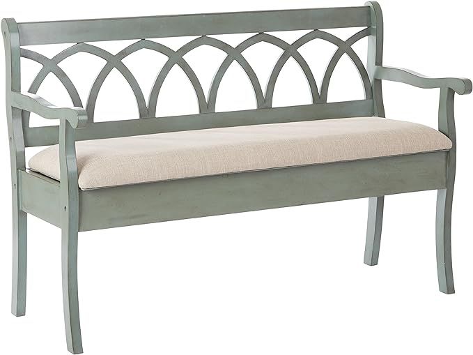 OSP Home Furnishings Coventry Storage Bench with Timeless Wooden Design, Antique Sage Frame and Beige Seat added by Mary Kent