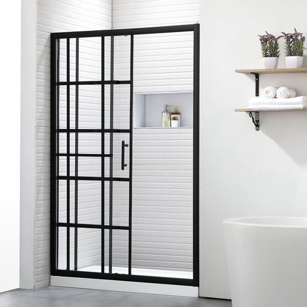 Cyrus 72'' H Single Sliding Framed Shower Door with Clear Glass added by Alycia Rubio