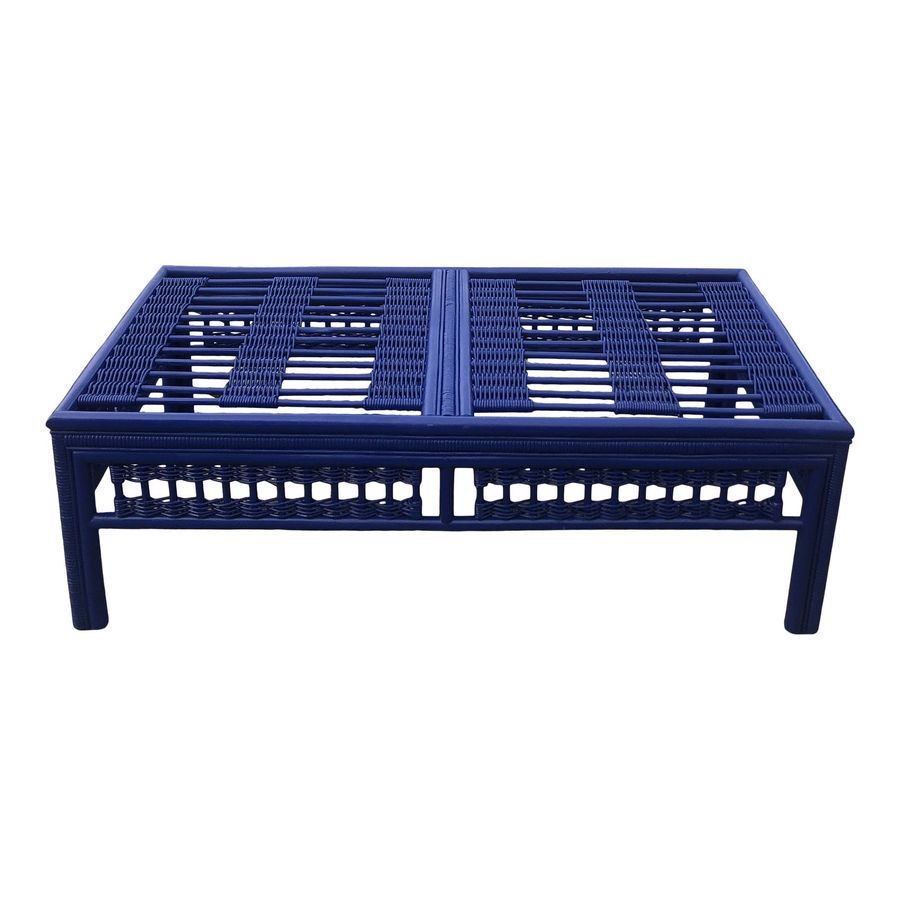 French Riviera Blue Bamboo and Wicker Coffee Table added by Alice Zhang