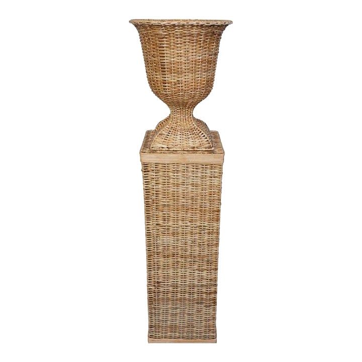 Large Square Wicker Urn and Pedestal, 2 Pieces added by Madelynn Furlong