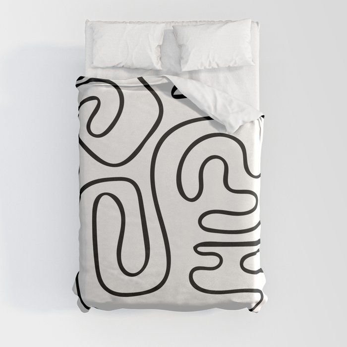 Doodle Line Art Black Lines on White Background Duvet Cover by TheaDesign added by Lindsay Medendorp