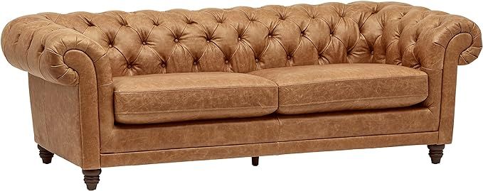 Amazon Brand - Stone & Beam Bradbury Chesterfield Tufted Leather Sofa Couch, 93", Cognac added by Sarah McNutt
