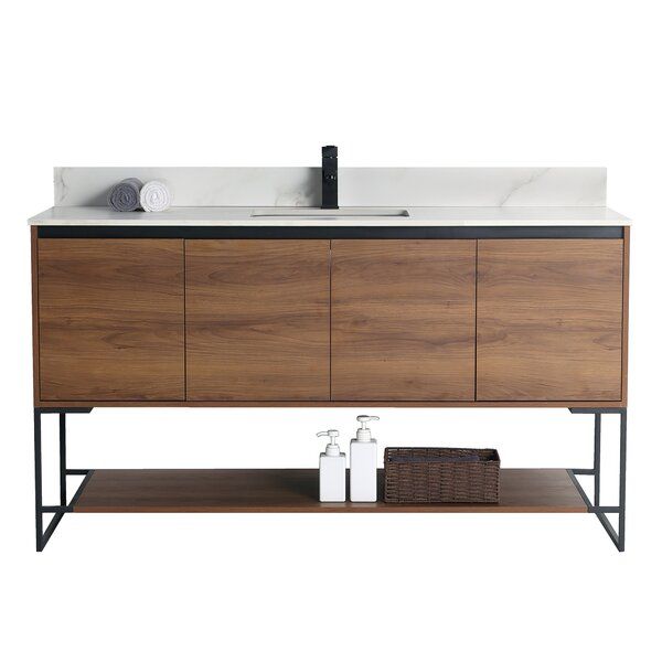 Carliana 60'' Free-standing Single Bathroom Vanity with Stone Vanity Top added by KemptNO LLC