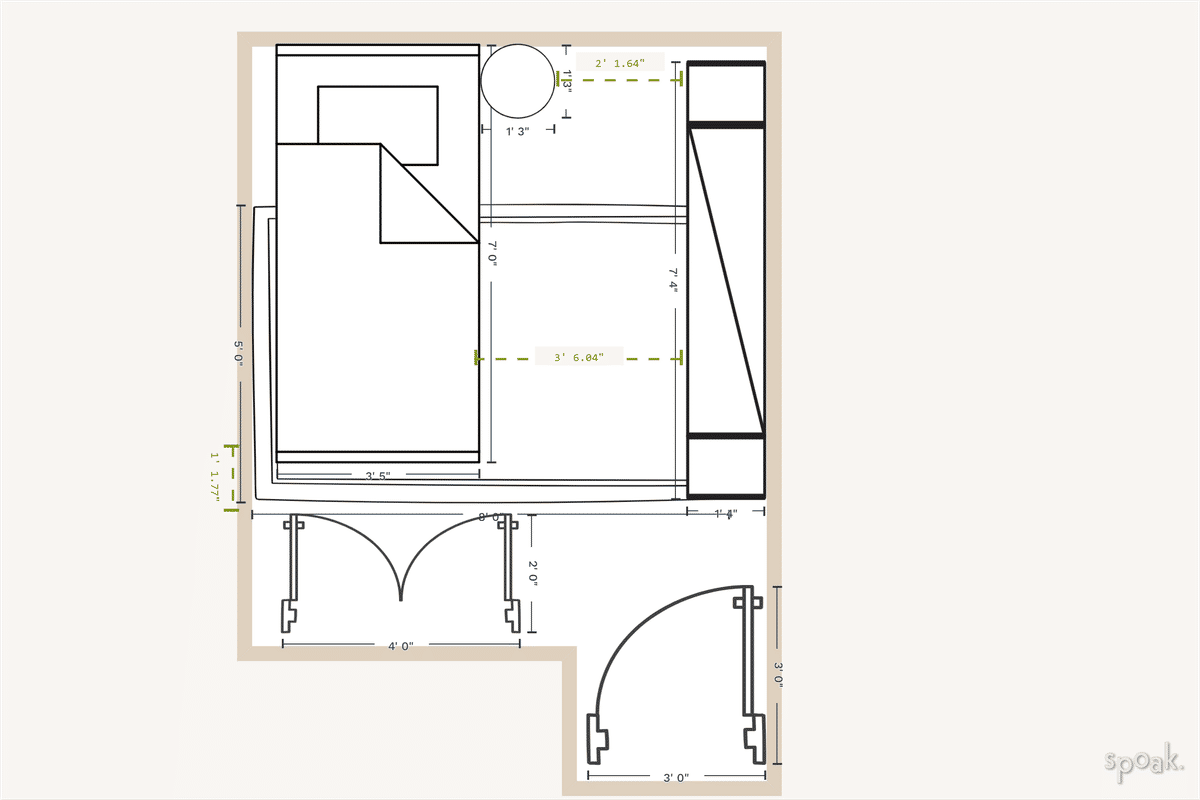 L-Shaped Bedroom Plan designed by Erin Mcguire