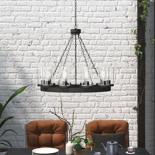 Acroma 10-light Farmhouse Black Wagon Wheel Chandelier - Bed Bath & Beyond - 34652743 added by Stacia Fridley