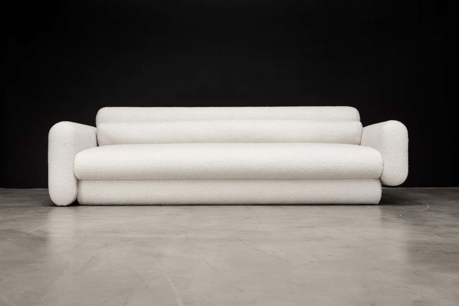 Asym Sofa, Modern Asymmetrical Sofa in Cream Boucle added by Lauren Neuenhaus