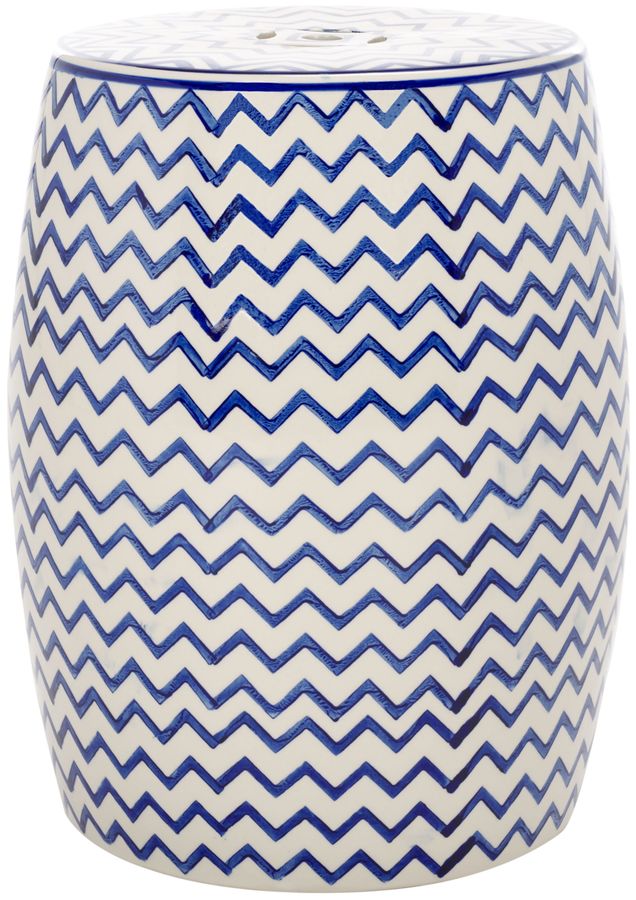 SAFAVIEH Salana 18" Modern Geometric Ceramic Garden Stool, White/Navy added by Maggie Norman