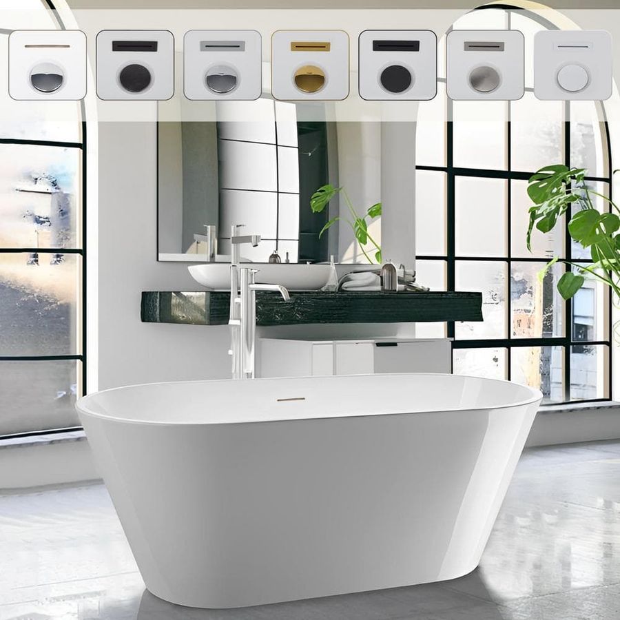 54 in. Acrylic Flatbottom Freestanding Non-Slip Soaking Bathtub in White/Integrated Overflow added by Beah Romeo