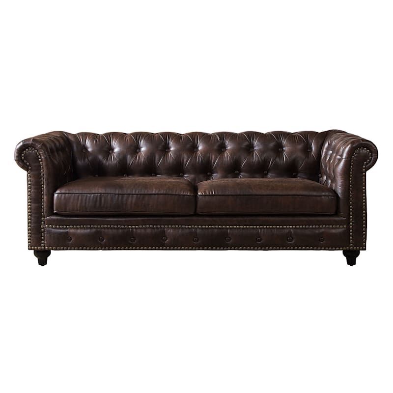 Chesterfield Brown Faux Leather Tufted Sofa 79” added by Melissa Fraum
