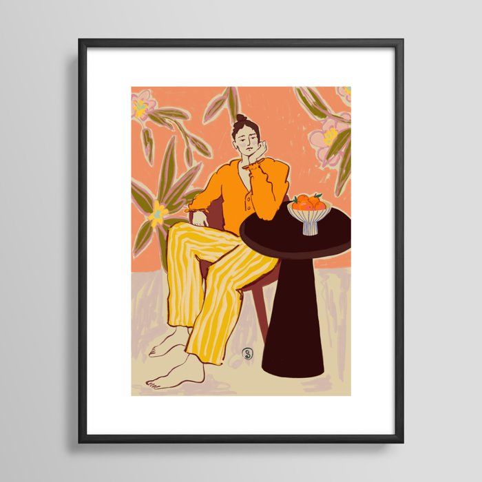 GIRL WITH ORANGES Framed Art Print by Sandra Poliakov added by Abby Starobin