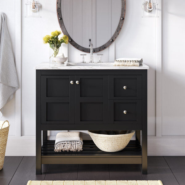 Magers 36'' Single Bathroom Vanity with Engineered Marble Top added by Angelieque Pelle