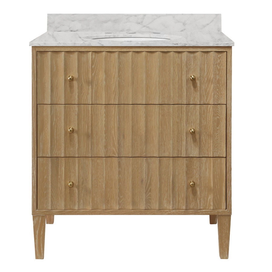 Worlds Away Odin 30.5" Free Standing Single Bathroom Vanity with Carrara Marble Top | Birch Lane added by Victoria C