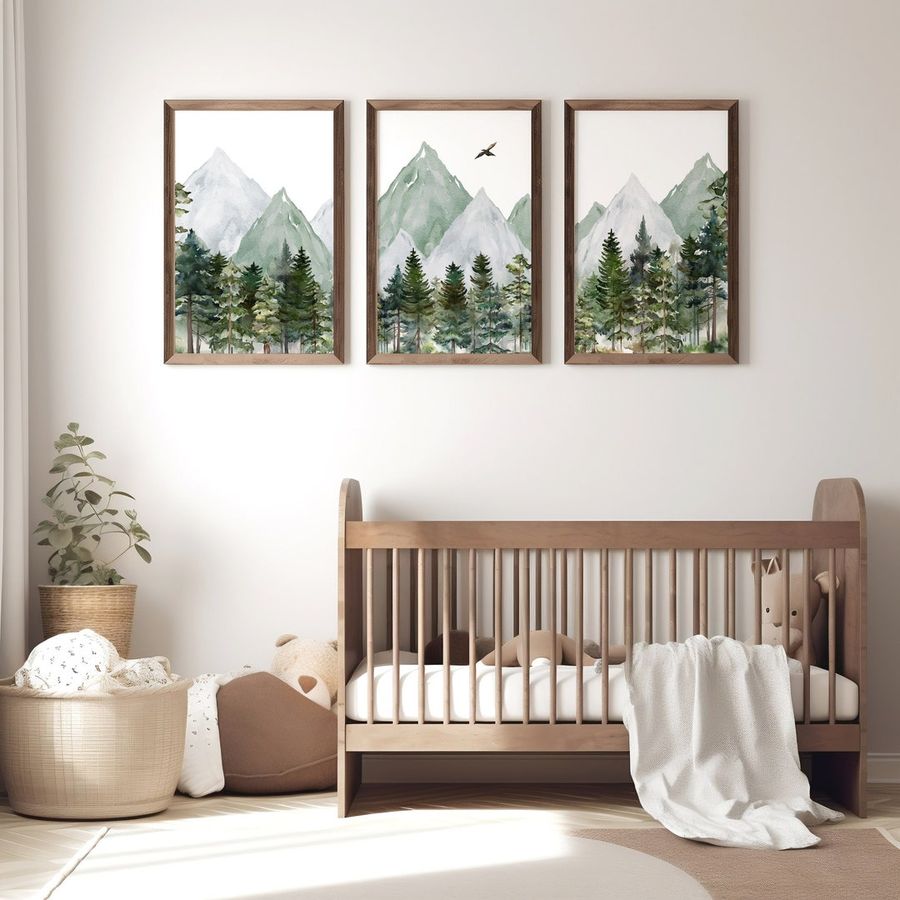 Mountain Nursery Forest Decor Woodland Adventure Wall Art Print Gender Neutral Farmhouse Wall Art Gift Set of 3 UNFRAMED Prints or Canvas - Etsy added by Madeline Abernathy