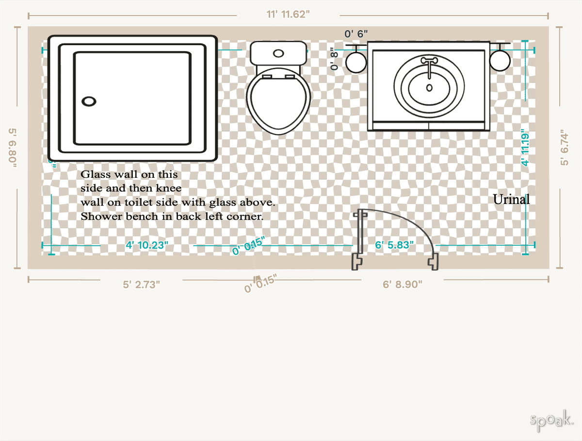 Medium Half Bathroom Plan designed by Meghan Hannigan