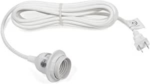 Rustic State White Fabric Cord Set 15 Feet Hanging Pendant Light Fixtures Uses Standard Size E-26 Light Bulb For Industrial Vintage DIY Projects added by courtney white