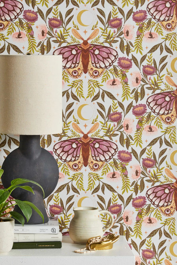 Avenie Countryside Garden Moth Removable Wallpaper added by Erin Adkins-Oury