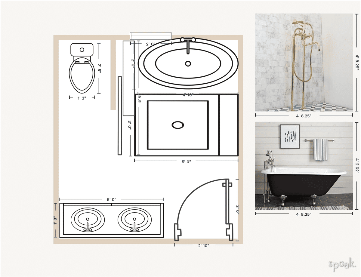 Large bathroom layouts and floor plan ideas., image size:1200x921