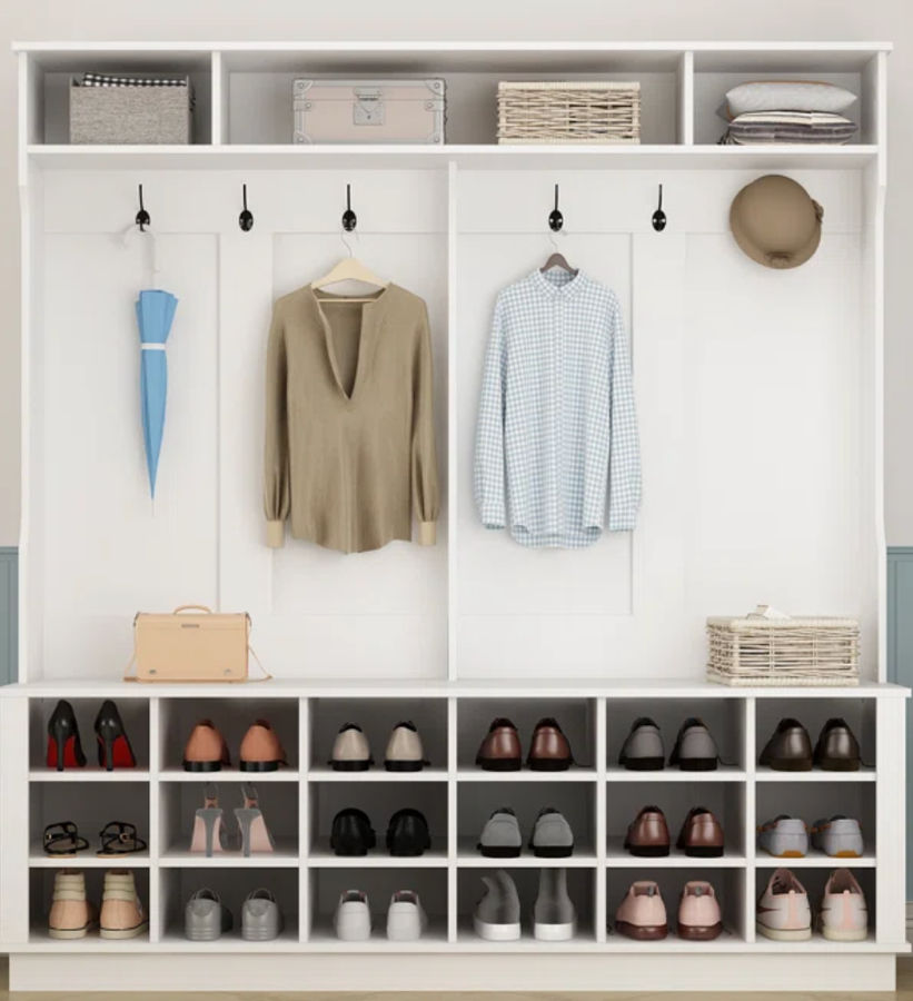 Antoinetta Hall Tree 63'' Wide with Bench and Shoe Storage added by Kelly Edwards