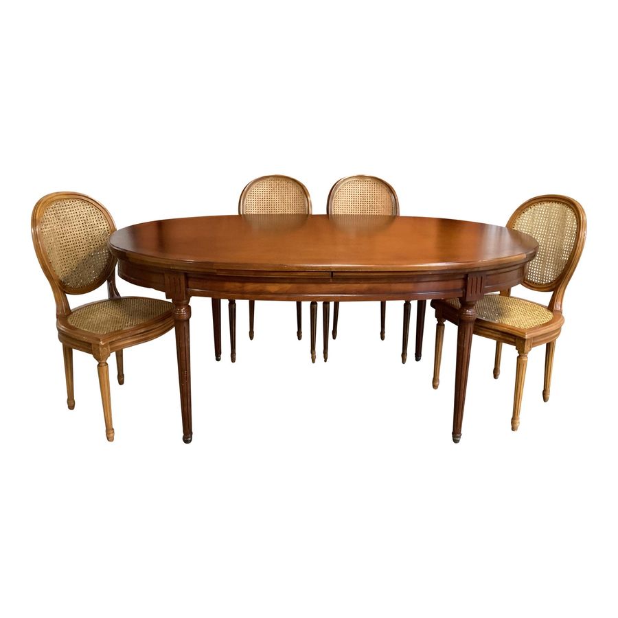 Elegant French Louis XVI Dining Set W/ 4 Caned Chairs added by Bridget Nelson
