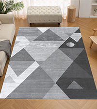 HOMFINE Washable Modern Area Rug - Geometric Style 5x7 Rugs for Living Room, Bedroom, Machine Washable Rug Soft Non Slip Non Shedding Area Rug - Grey, 5'x7' added by mony 44