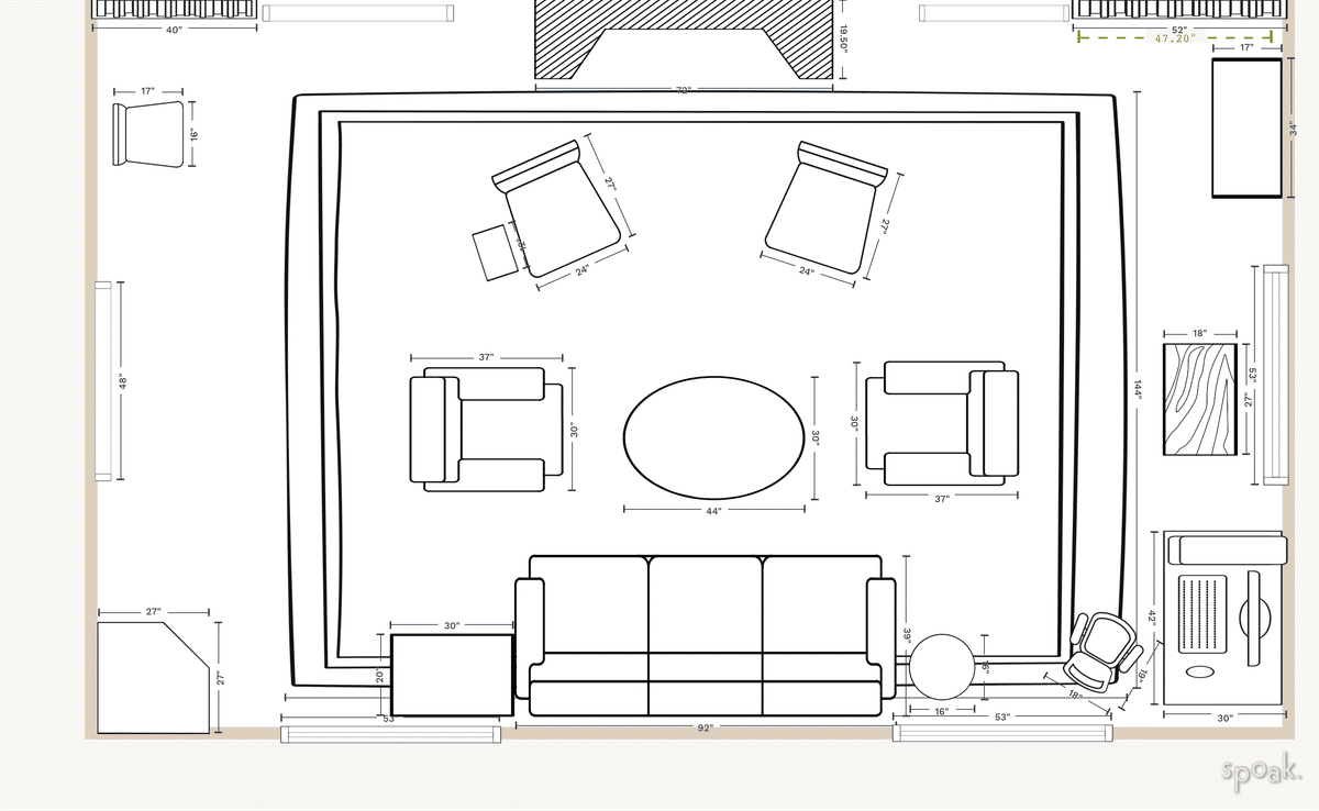 Living Room Layout designed by Maggie Griesbeck