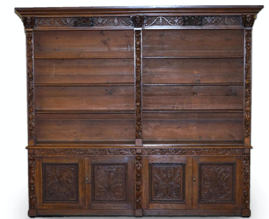 Large Antique Victorian Hand Ornately Carved Oak Library Bookcase Cupboard Base added by Nichole Hill