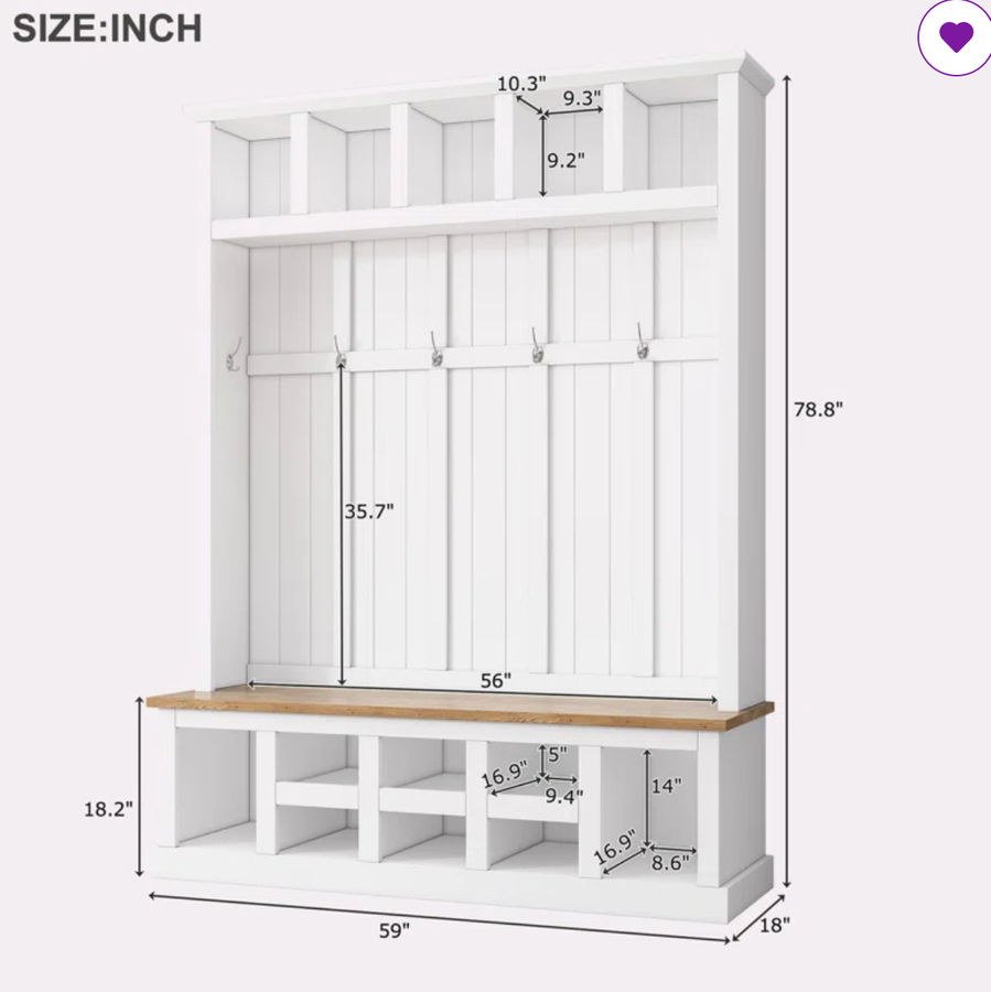 Red Barrel Studio® 78"H Hall Tree with Wide Storage Seating Bench | Wayfair added by Megan Barhorst