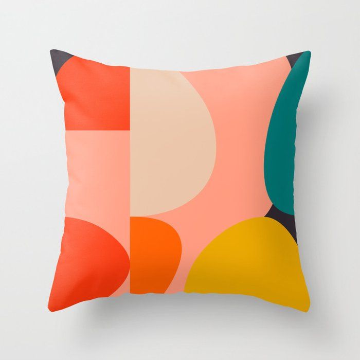 geometry shape mid century organic blush curry teal Throw Pillow by Ana Rut Bre Fine Art added by William Seth Danner