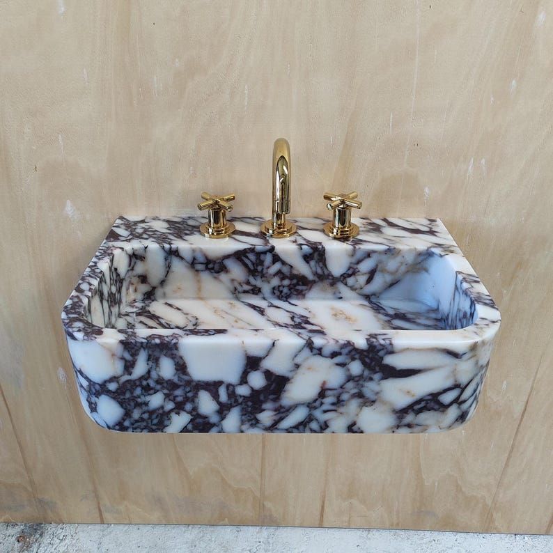 Viola Calacatta Sink, Marble Wall Mount Sink, Floating Vanity Sink, Marble Powder Room Sink, Stone Sink Bathroom, Wall Hung Sink Marble - Etsy added by Rim Berradi