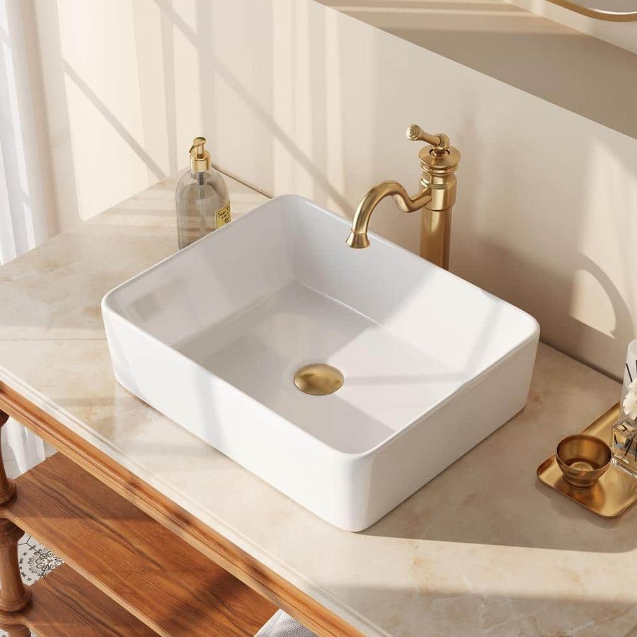 DEERVALLEY DeerValley Ally Rectangular Bathroom Ceramic Vessel Sink Art Basin in White DV-1V031 - The Home Depot added by Kristina Blackford